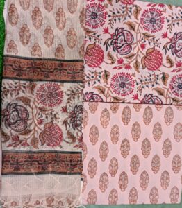 Cotton suit set with kota doriya dupatta