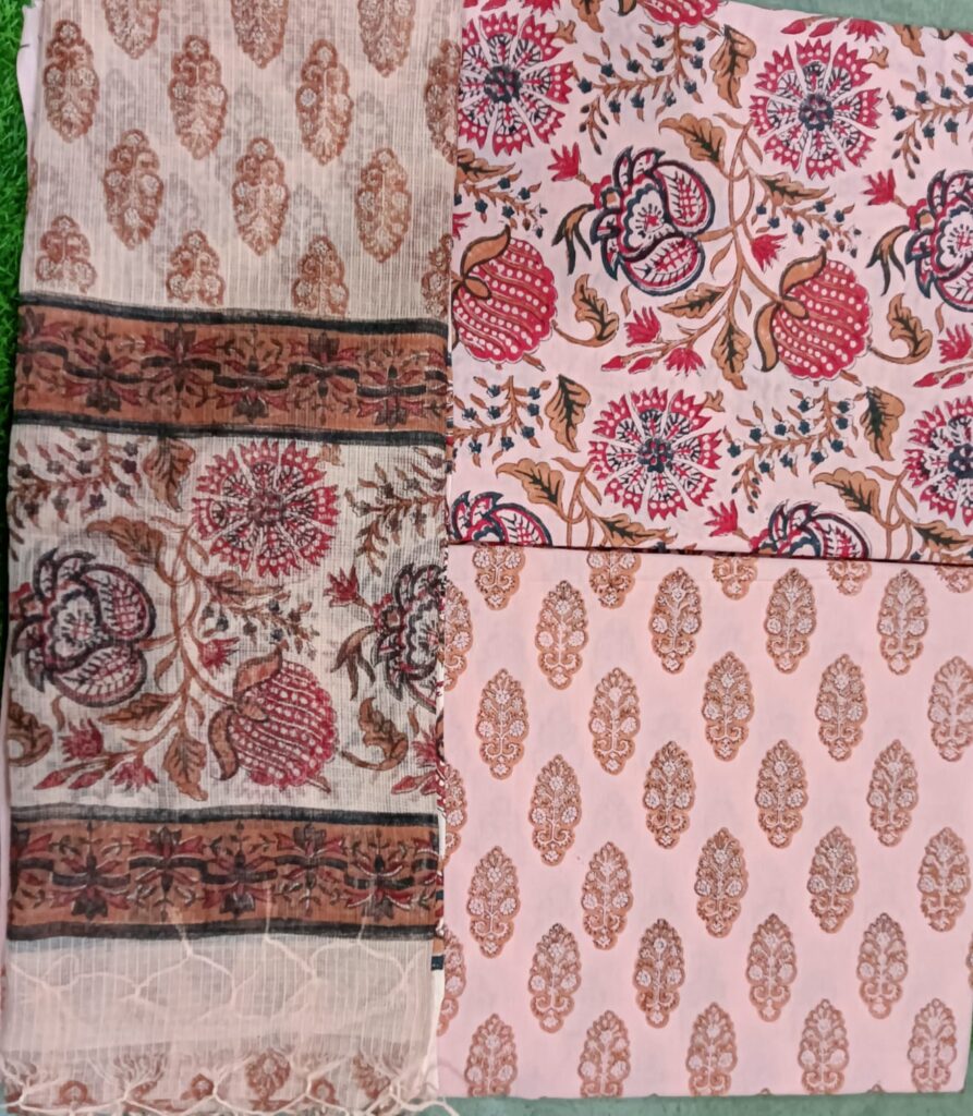 Cotton suit set with kota doriya dupatta