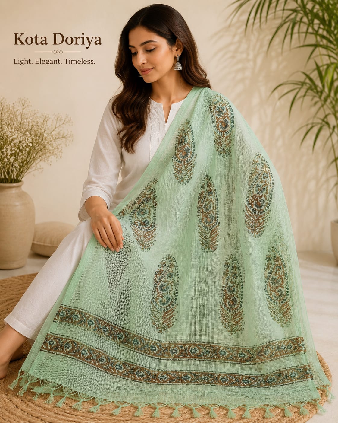 Cotton Suit Set With Kota Doriya Dupatta