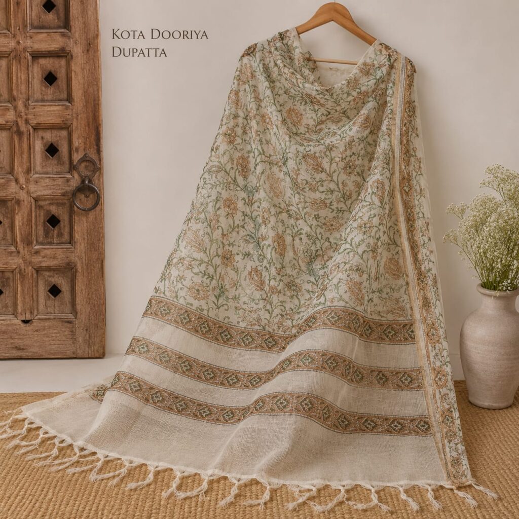 Dupatta  Pink Dye Printed